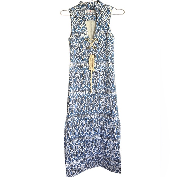 Ck Bradley Dresses & Skirts - CK Bradley Blue White Patterned Sleeveless‎ Maxi Dress with Rope Tie